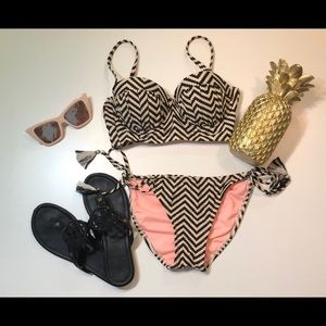 xhilaration black and tan chevron bikini set